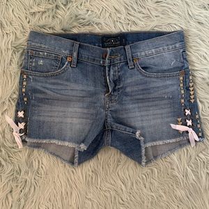 Lucky Brand blue jean short with white lace side